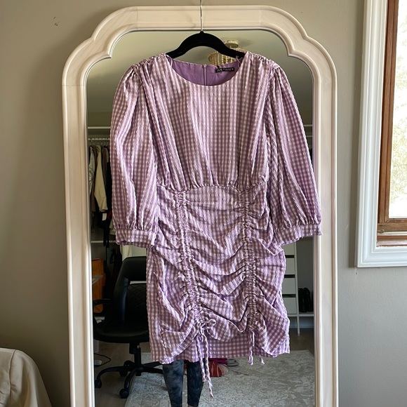 Zara Purple Gingham Dress - Picture 2 of 6